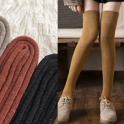 Warm Thigh High Socks Knitted Thick Thermal Woolen Socks (Assorted Color, 1 Pair)
