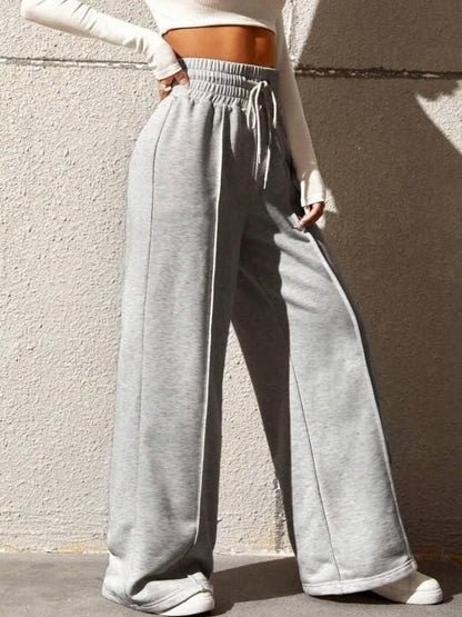 Women's High Waist Wide Leg Casual Pants (Light Grey)